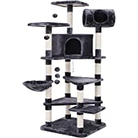 FEANDREA Árbol para Gatos- Gran Rascador con Caseta- Plataformas Grandes- Cesta- Postes Recubiertos por Cuerda de Sisal…